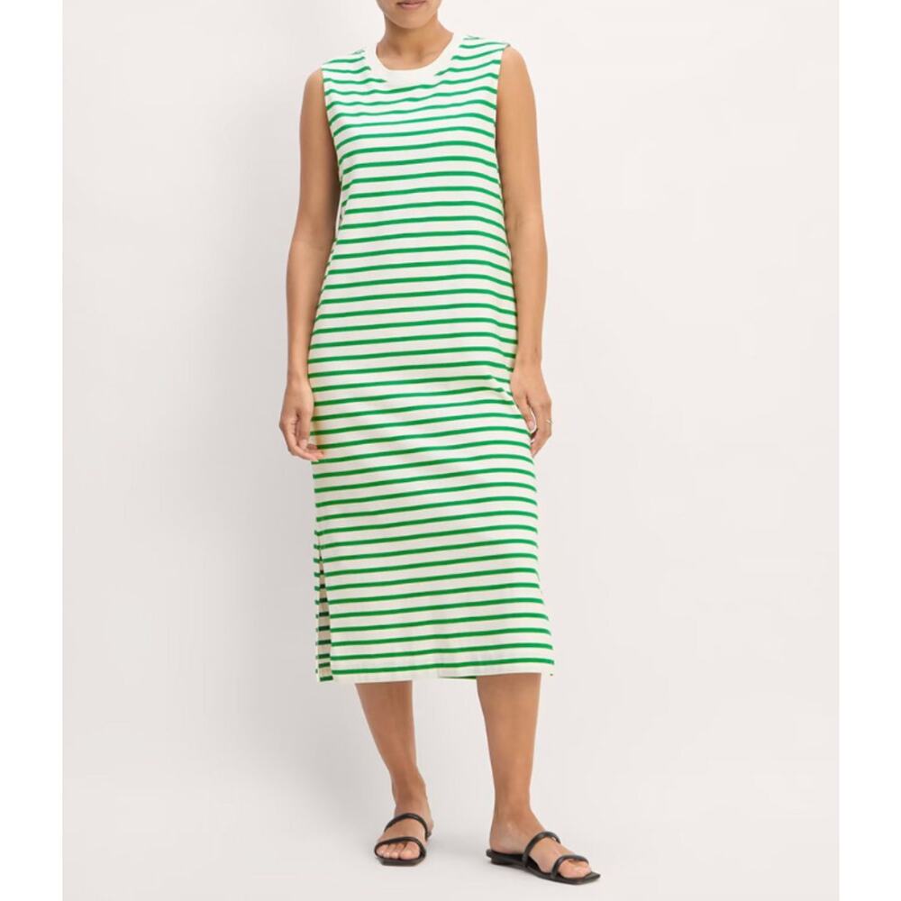 Everlane Green and White Striped Weekend Tee Dress